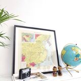 Vintage map Asia China Korea 43x43cm from 1950