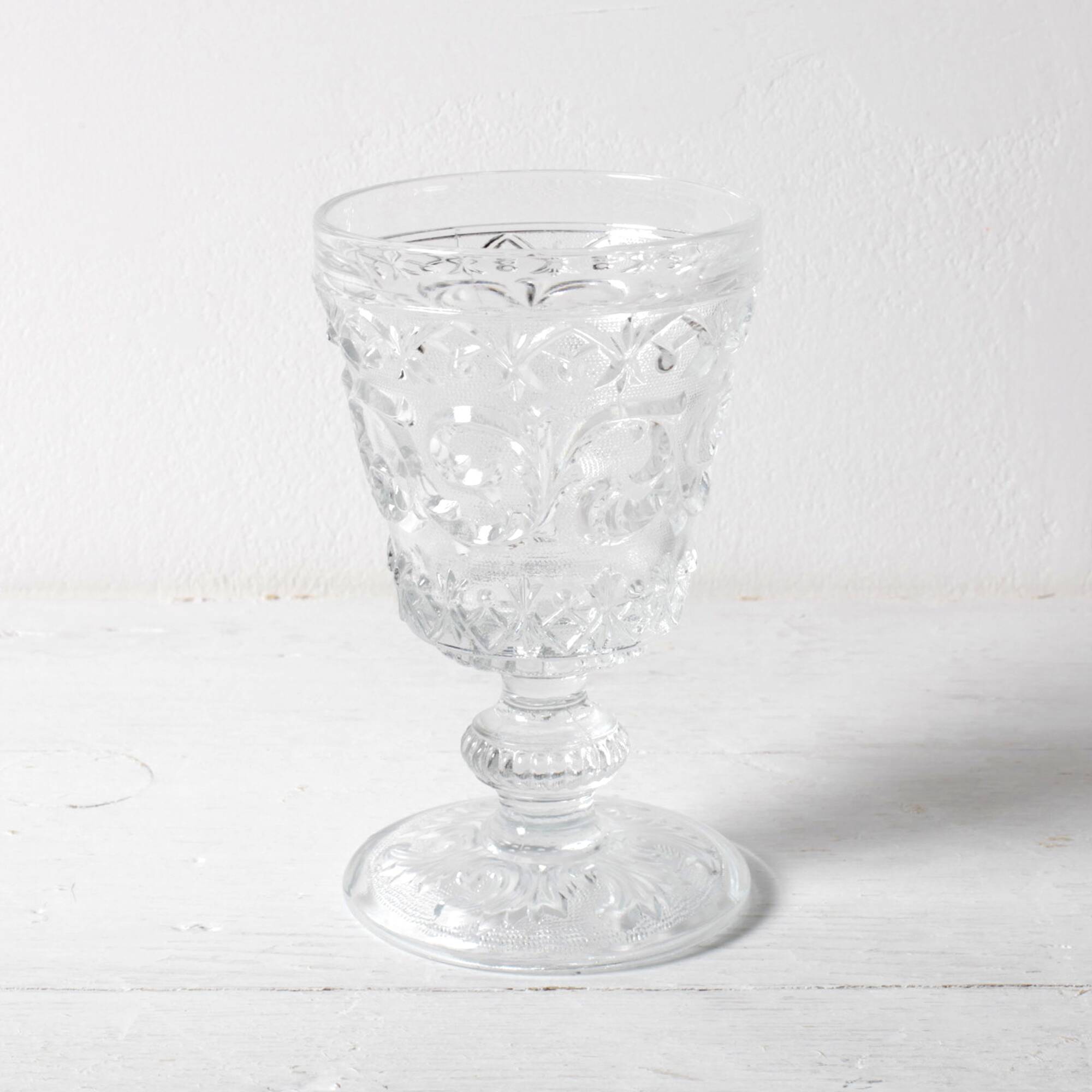 Vintage Clear Stem Glass Arabesque / Wine Goblet Baccarat / France / 1840s