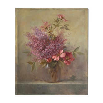 Table "Floral composition" HST signed Henri Chanut XIX ° century