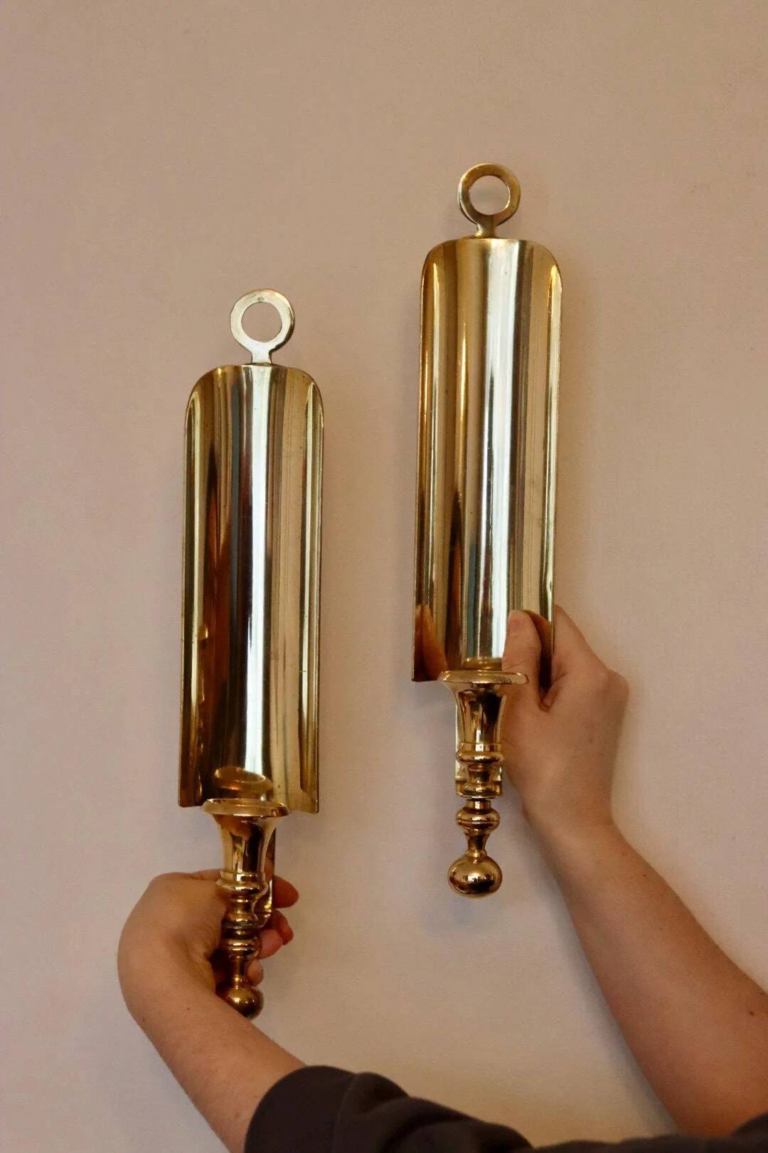 Pair of mid-century Swedish brass sconces