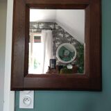 Rustic rectangular vintage oak wall mirror