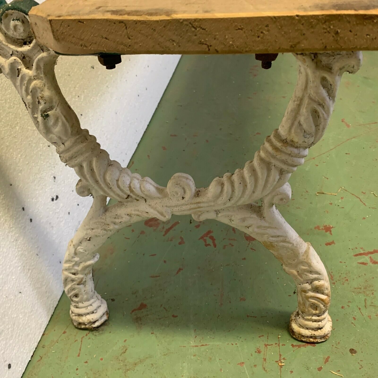 19th century patinated iron cast iron garden bench