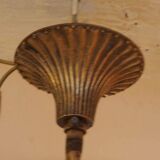 Vintage Italian bronze brass three-branch female figurine chandelier c. 1950s