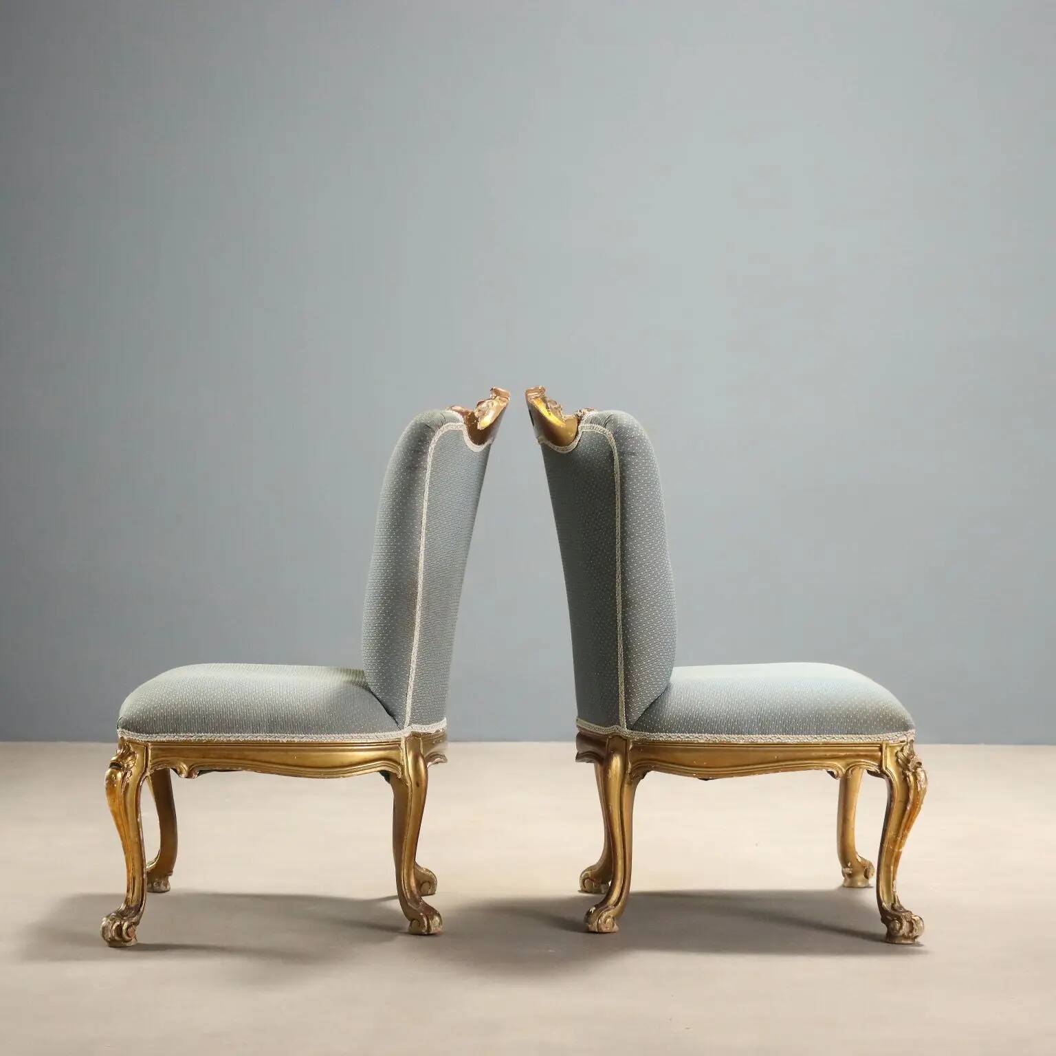 Antique baroque chairs in carved wood, Italy, 20th century