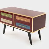 Mid-Century Italian Wood, Brass & Glass Sideboard, 1960s.