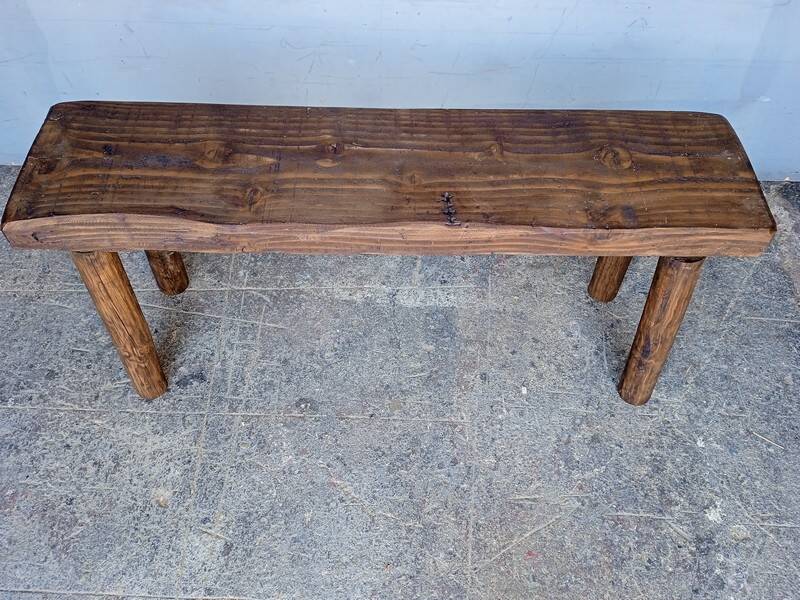 Bench 100 cm old solid wood with patina