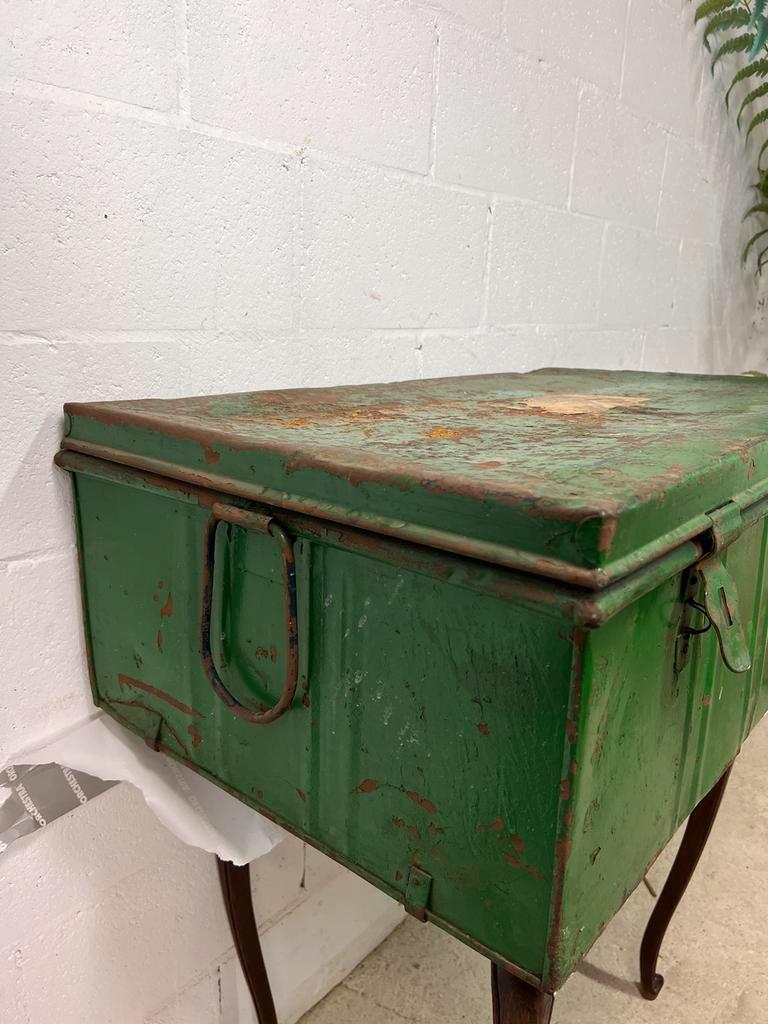 Vintage green industrial trunk