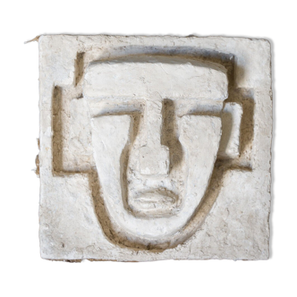 Plaster sculpture Artist's studio Face of a man cubisant 1950