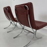 Set of Vintage Lounge Chairs in Chrome and Vinyl, 1970s