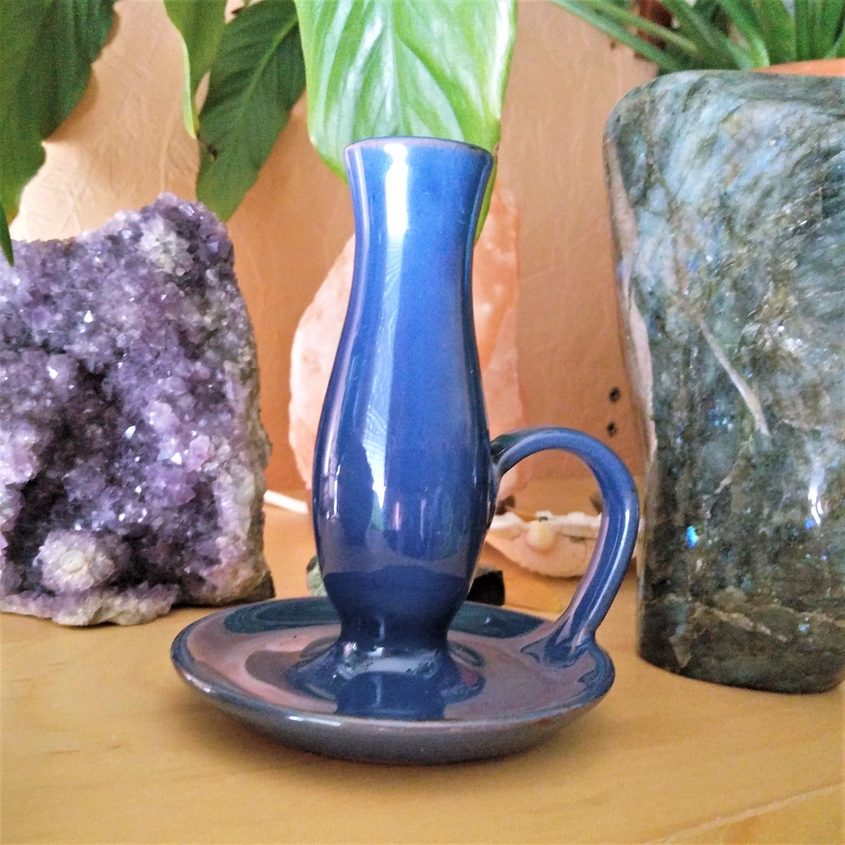 Handmade hand candle holder signed Malarmey vintage 50/60
