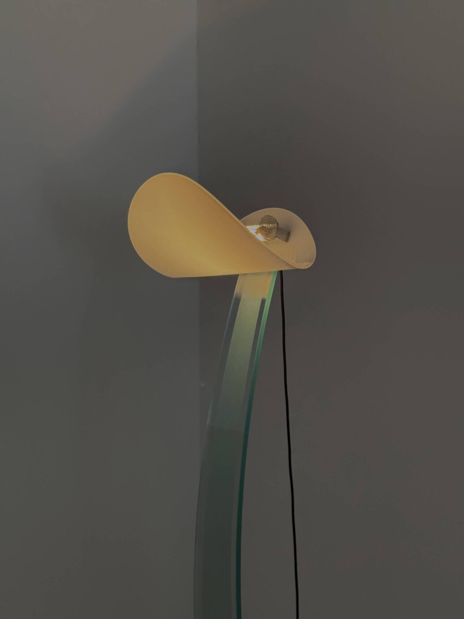 Vintage design floor lamp by Sothis with glass base and white glass shade