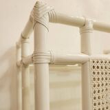 Pair of Lacquered canework shelves, Bamboo and Glass, 1980s - Italy