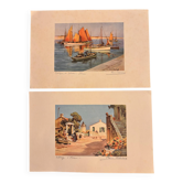 2 Old Prints / Lithographs. Île d'Oléron by Louis Lessieux