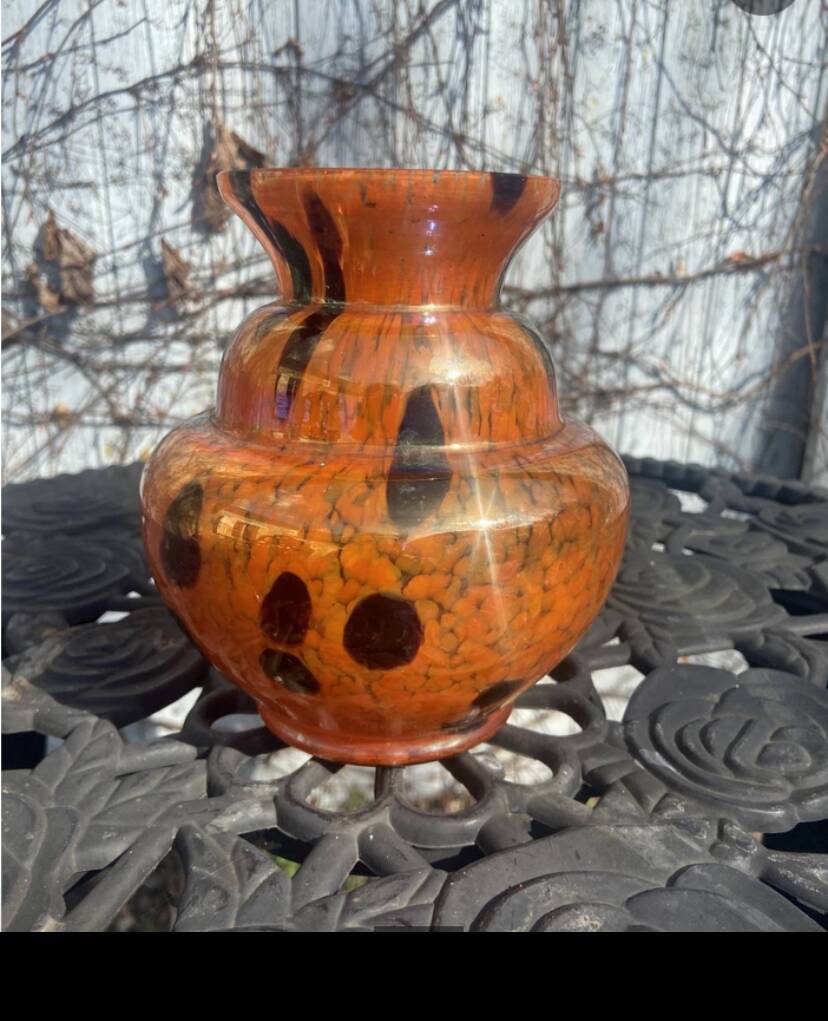 Orange Clichy vase from the Art Deco period