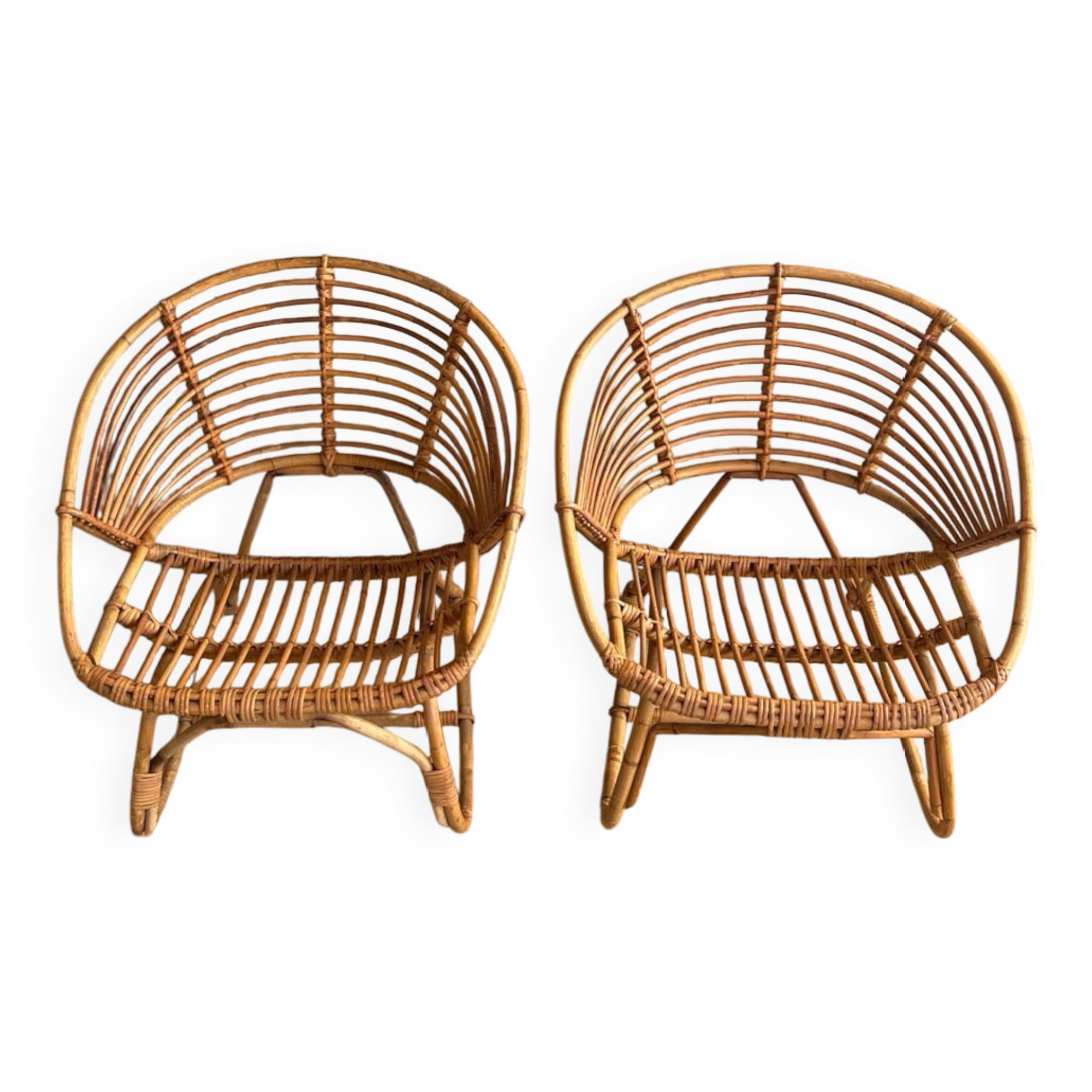 Pair of rattan armchairs
