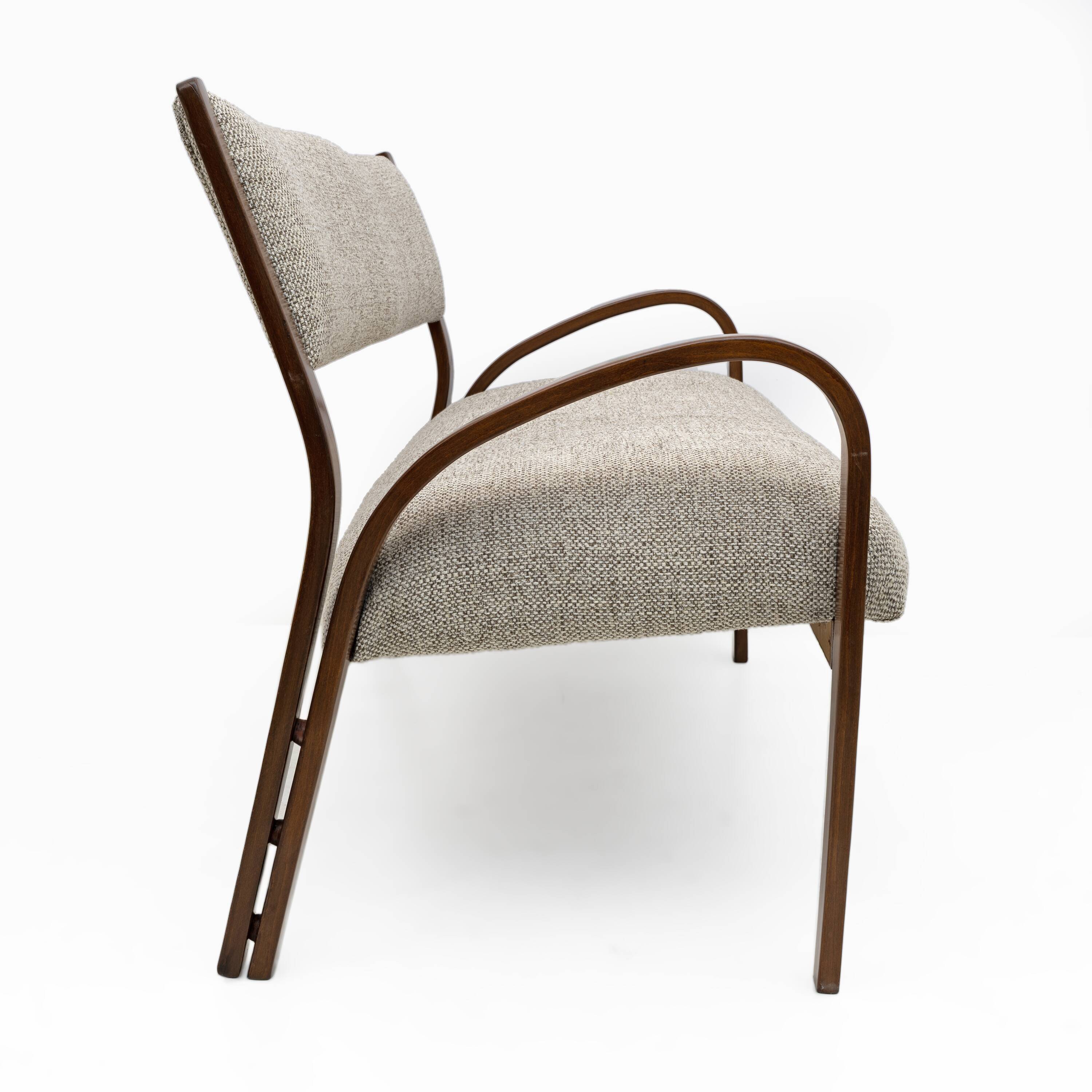 Art Deco Italian Fabric Two Armchairs and Small Sofa, 1930s