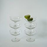 set of 6 engraved crystal champagne glasses 1950 8 X 9.5 cm