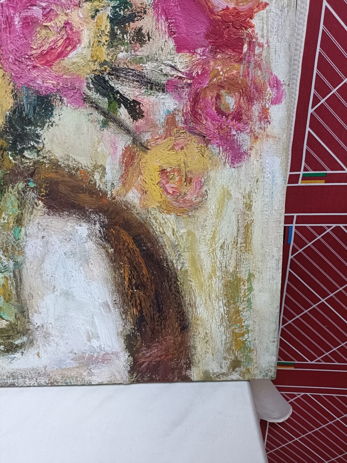 Painting on canvas, bouquet of roses, Georges Rocher