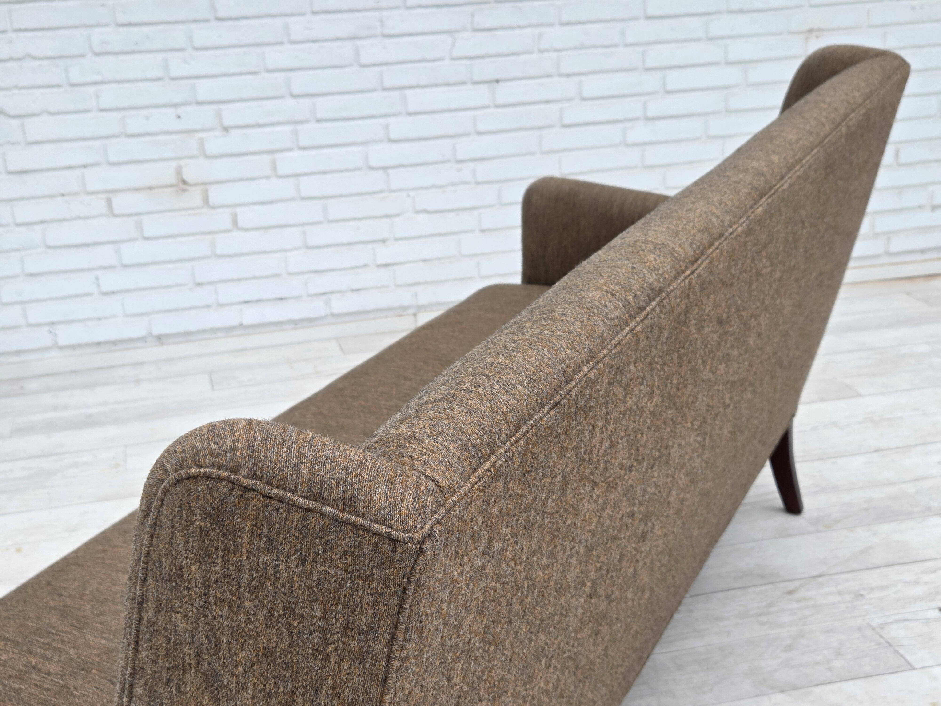 1960s, Danish 3-seater sofa, furniture wool, teak wood.