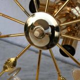 Murano Vintage Ceiling Light Orange Iridescent Flowers, 1970s