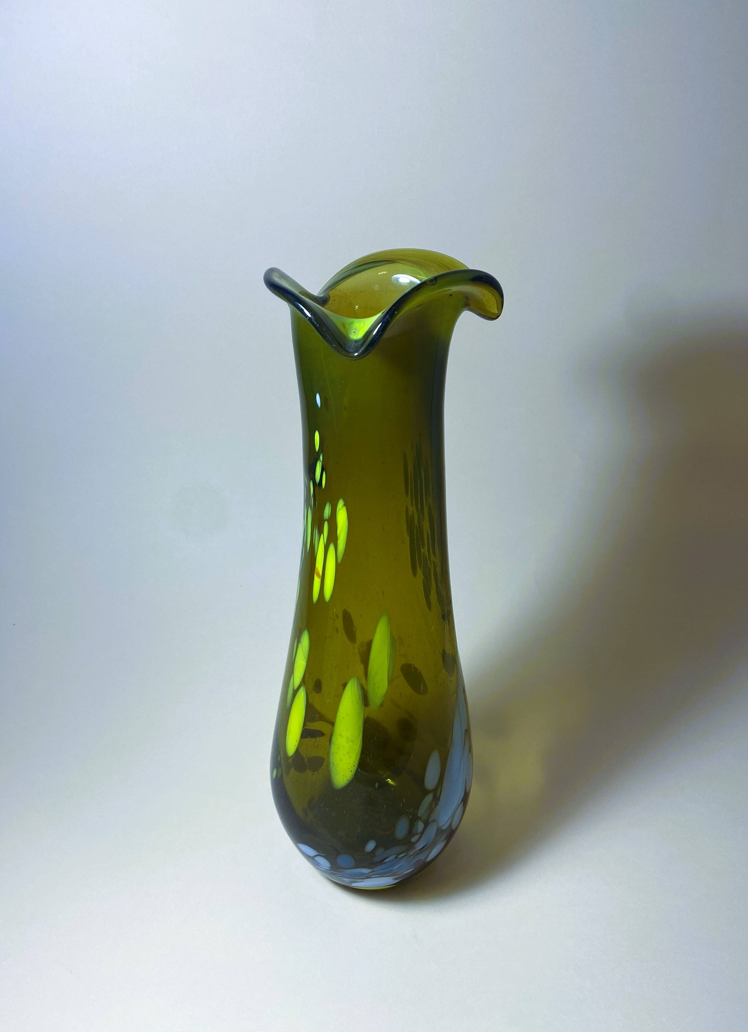 Vintage Modern Glass Vase Budveszel Gyula Hungary 1990s