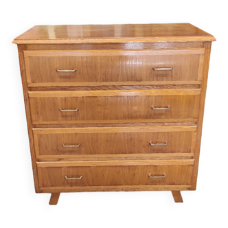 Vintage chest of drawers with 4 drawers, Scandinavian style compass feet