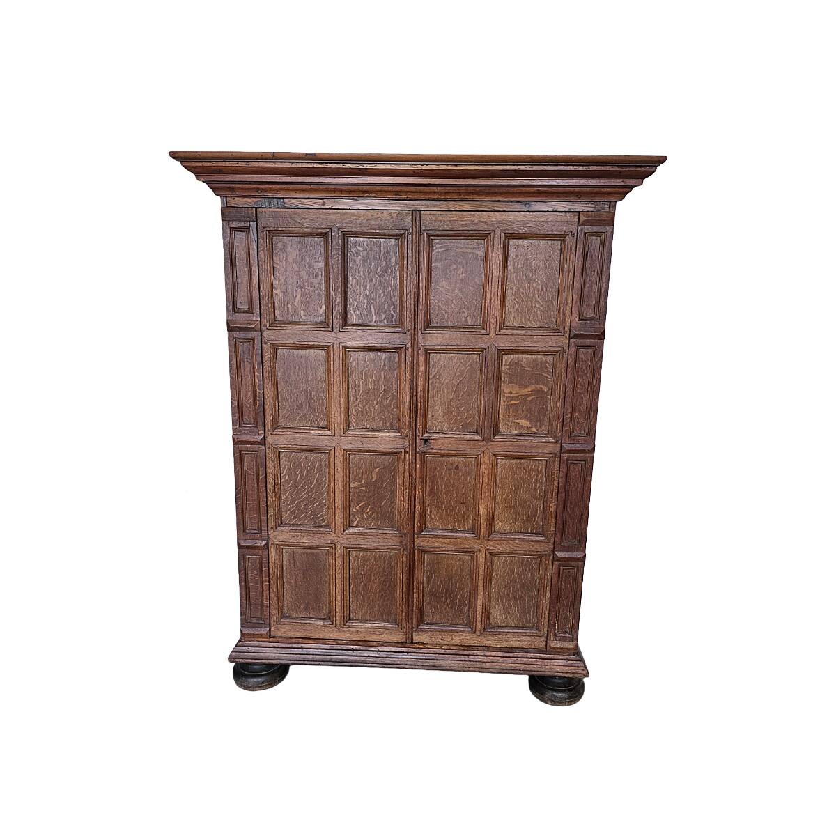 Antique Dutch Oak Panel Cabinet, early 1700s