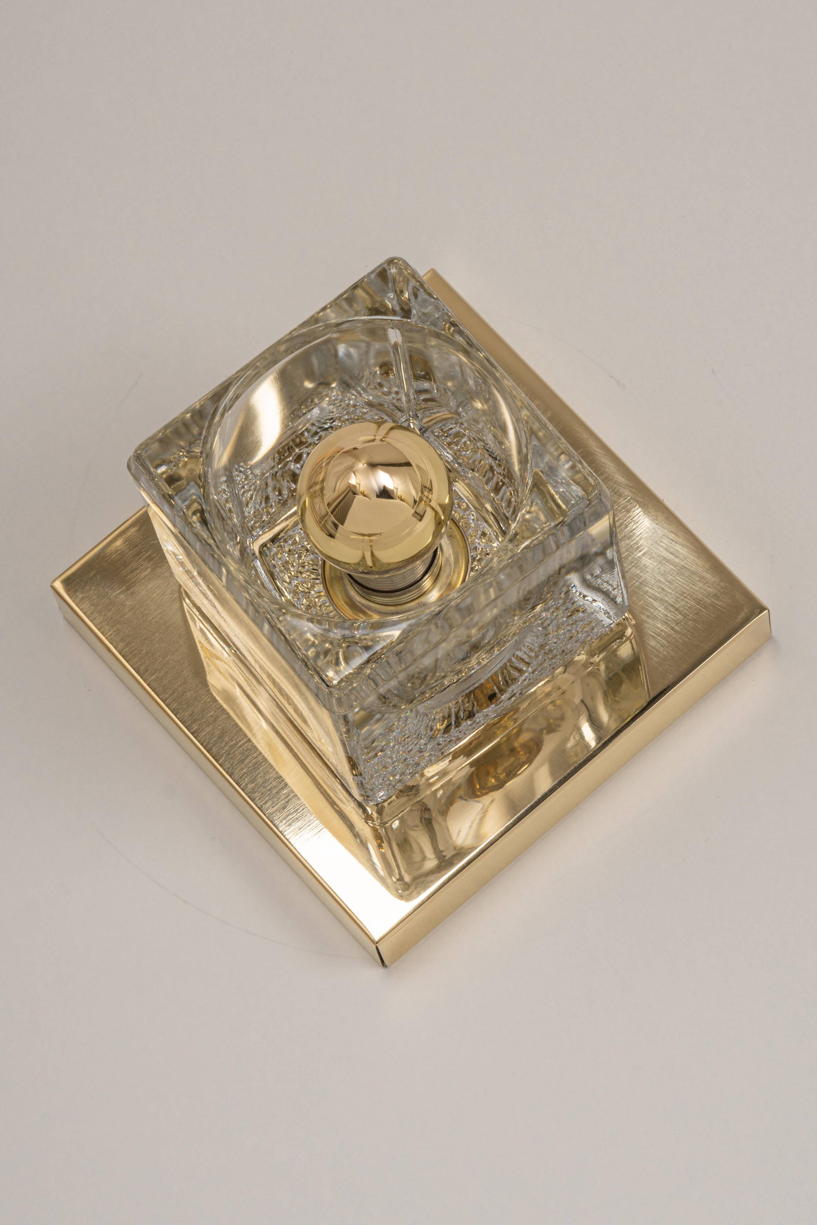 Crystal and brass wall sconce Small by Peill & Putzler, Germany 1970s