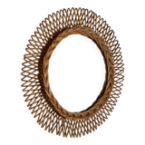 Round rattan mirror