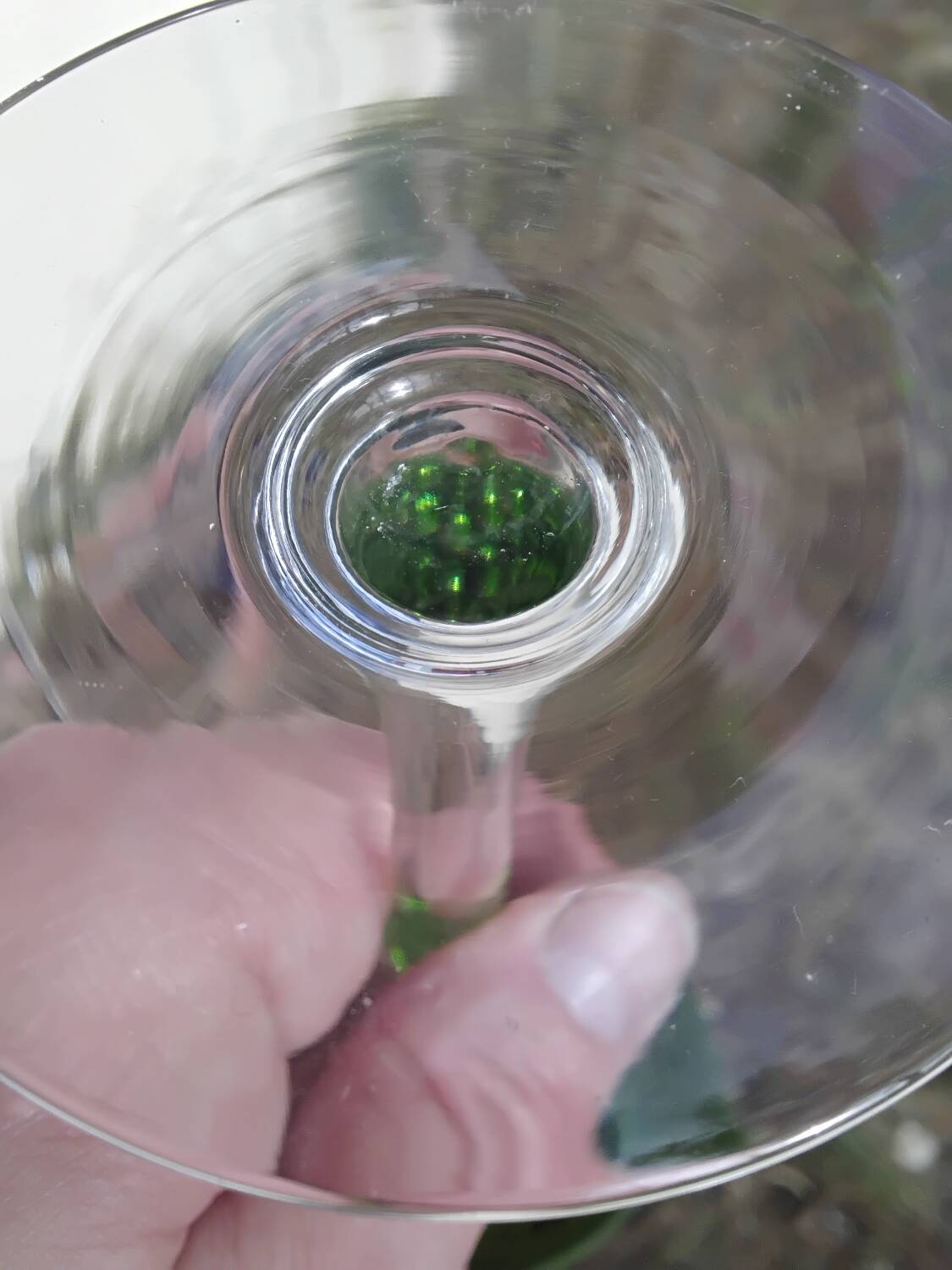 14cl Nancy Houillon crystal wine glass with green floral border