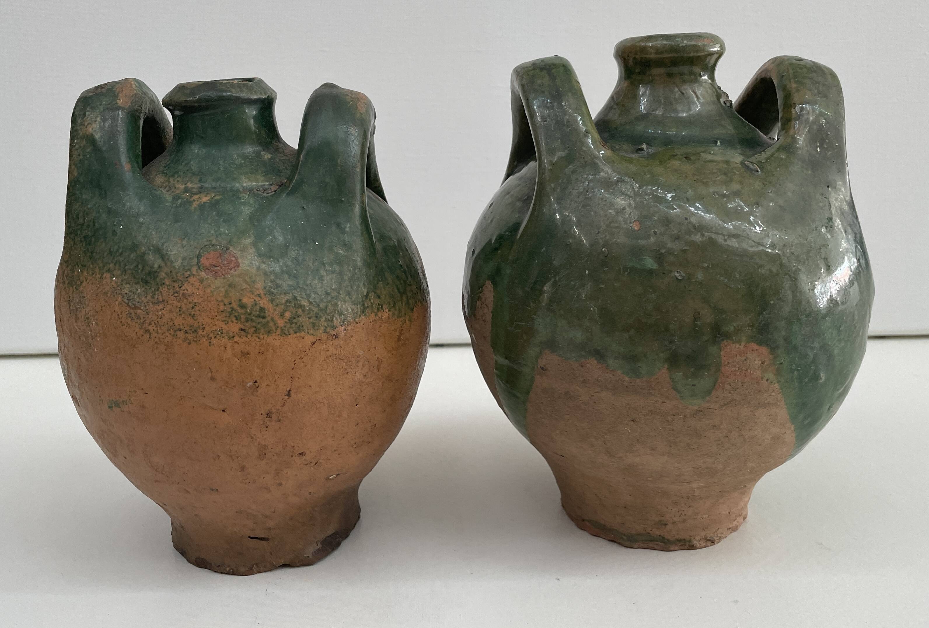 Set of 2 brissard carboys, varnished earth from the eure valley