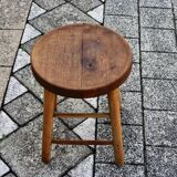 Vintage oak stool from maison hurel paris 1960