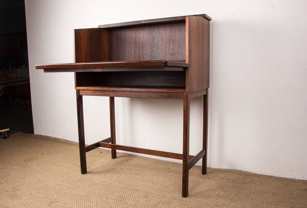 Scriban faisant bar et secrétaire en Palissandre et Formica par Hans Olsen pour C.S Mobler 1960.