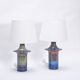 Tall Mid-Century Modern Danish Blue Table Lamps from Soholm, Set of 2