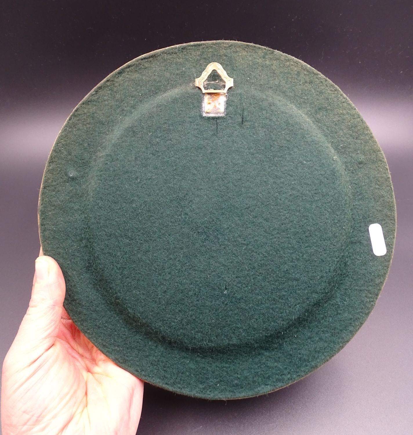 Small round mirror in earthenware- Cherry enamelled decoration - circa 1970