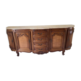 Solid cherry wood sideboard with marble top