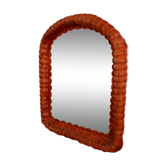 Wicker rattan mirror