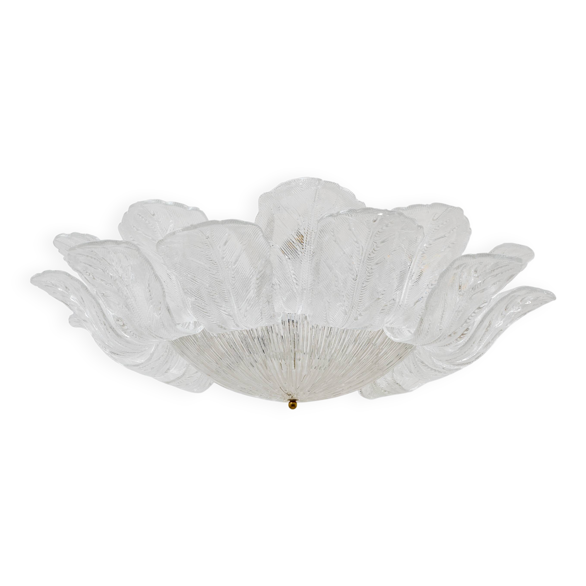 Large Italian Murano Glass Leaf Flush Mount Ceiling Light