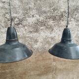 Set old enamel lamps factory lamps blue black