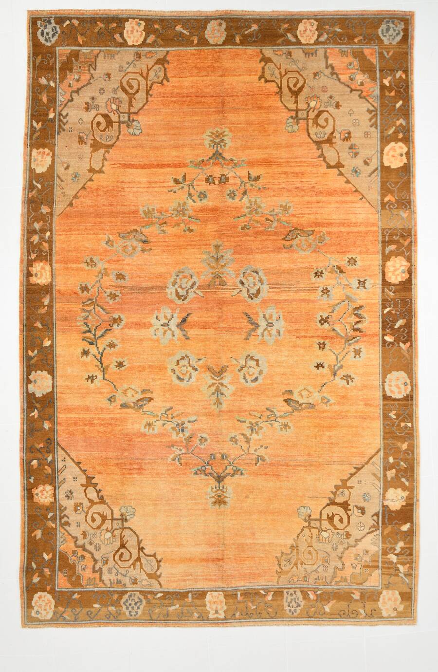 7x10 Peach & Brown Classic Persian Rug, 204x313Cm