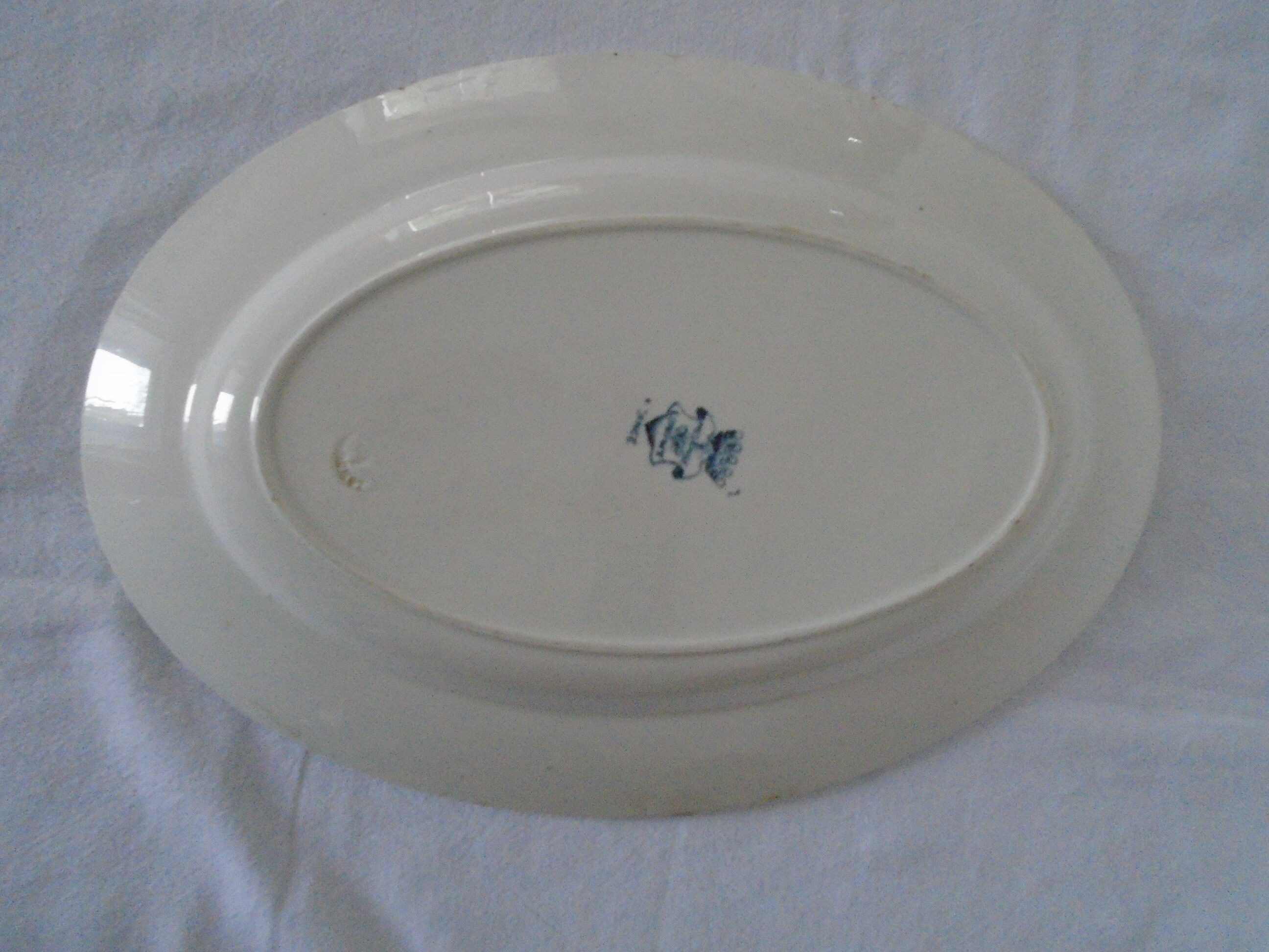 Plat ovale longwy old bird decor - faience flowers