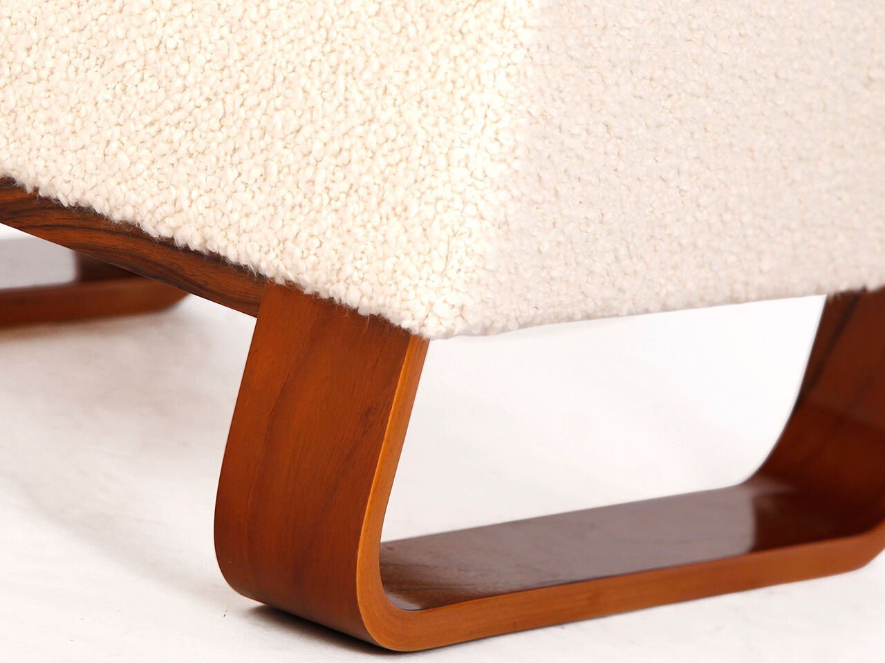 Boucle Bench Stool Footstool, 1960s