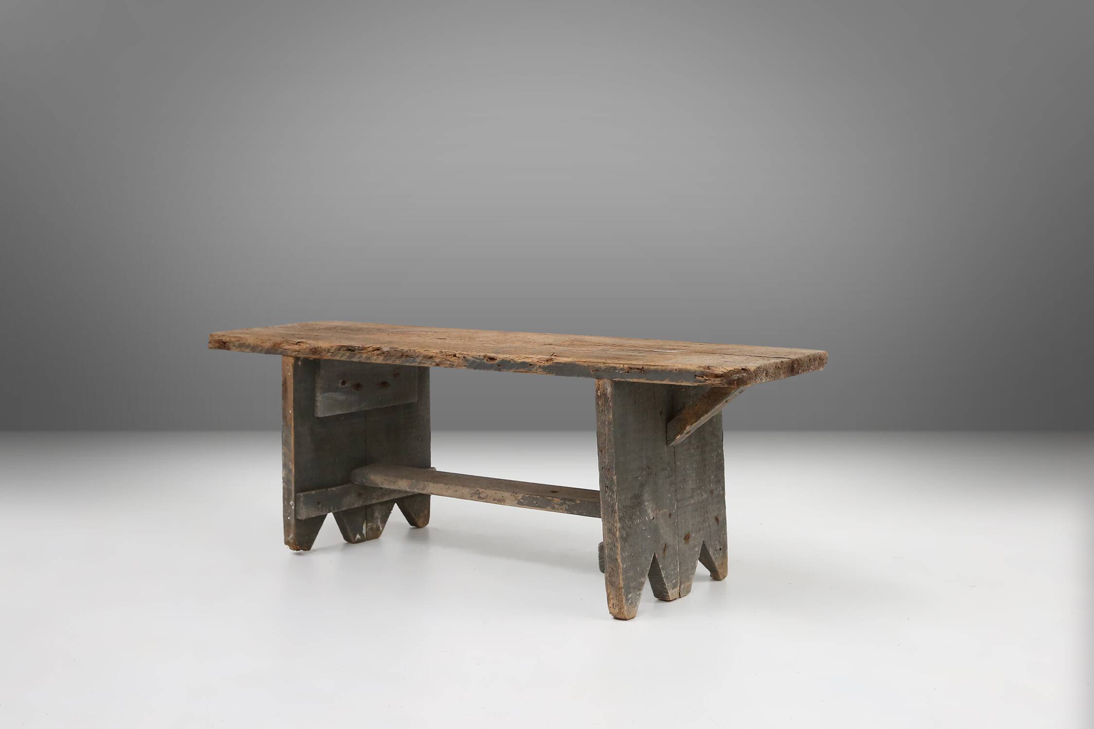 grey wooden bench, France ca 1890