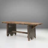 grey wooden bench, France ca 1890