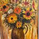 Painting: oil on canvas - still life with bouquet of flowers