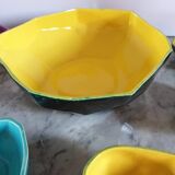 Vintage salad bowl and ramekin with cut-in-coloured earthenware