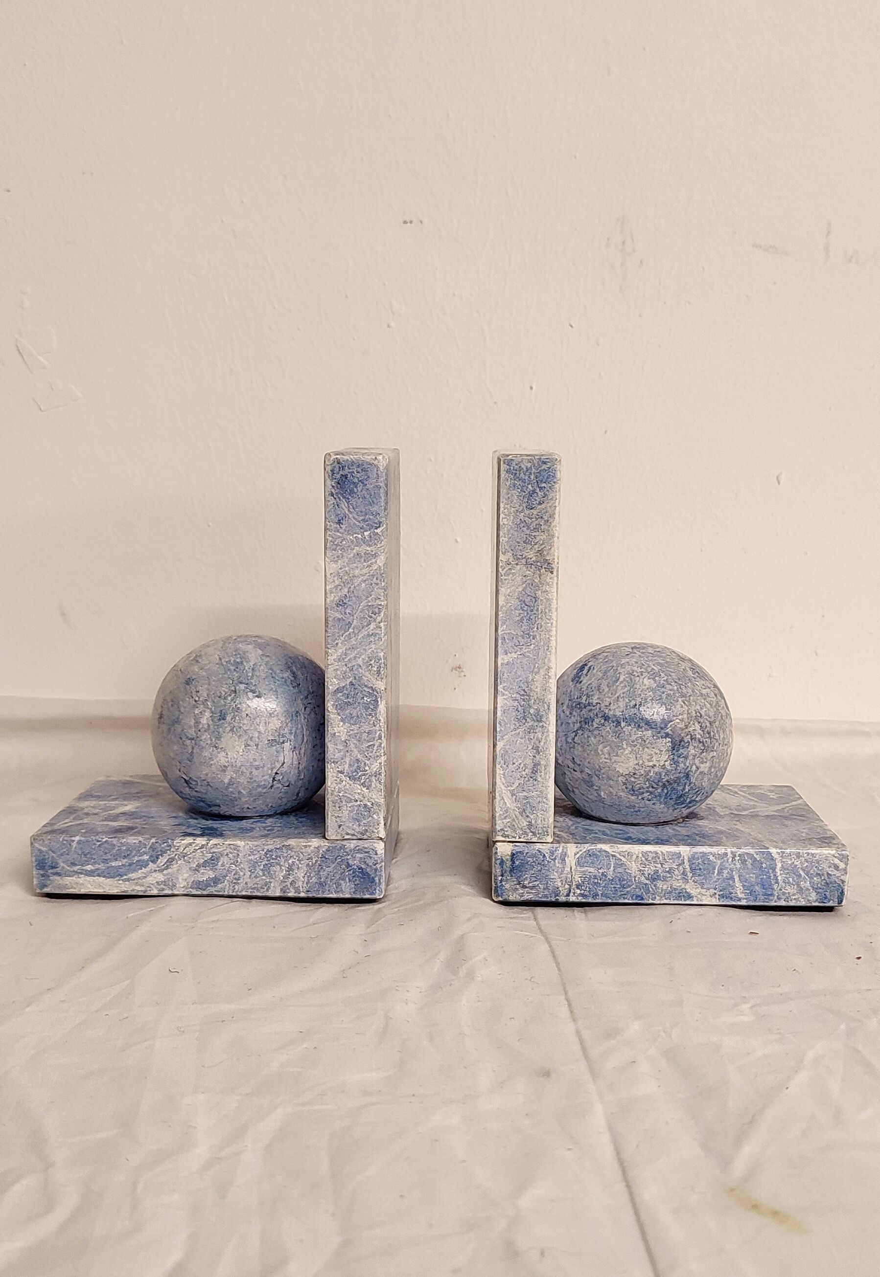 Blue marble bookend. Spain, 1970s.