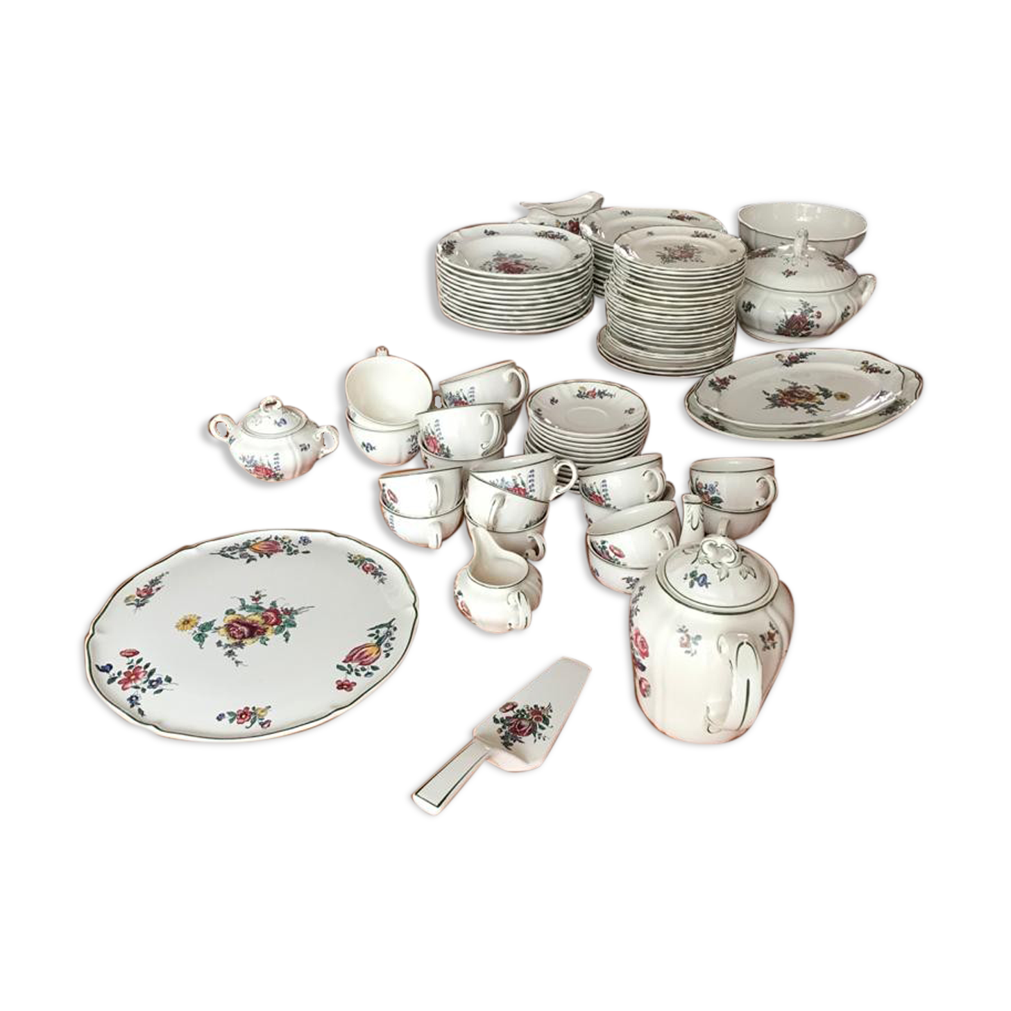 Service 85 pieces crockery Villeroy and Boch Vieux Strasbourg floral decoration