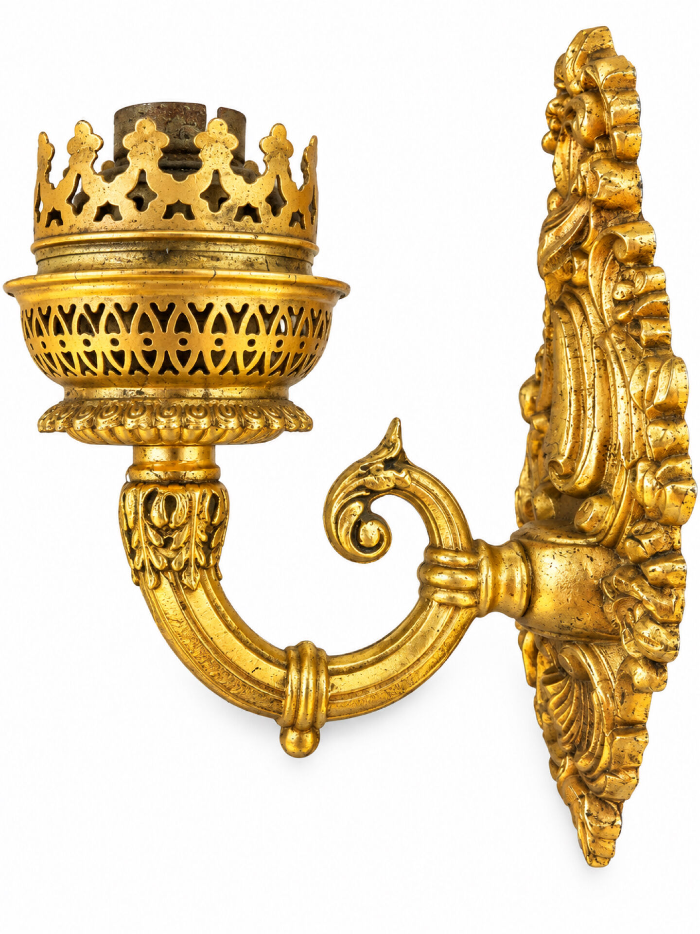 Paire d’appliques murales à 2 feux – Style Rocaille / Louis XV – Bronz