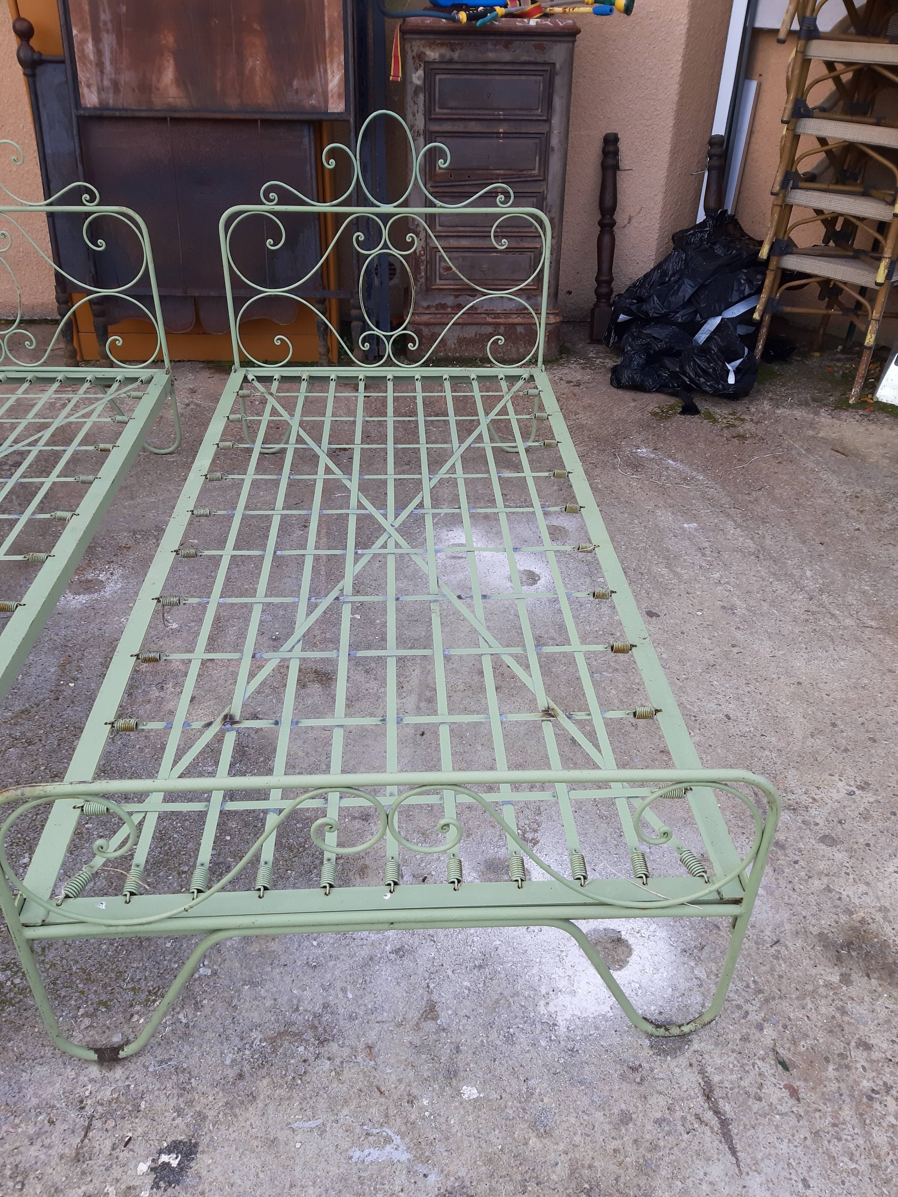 Pair of wrought iron beds 1900